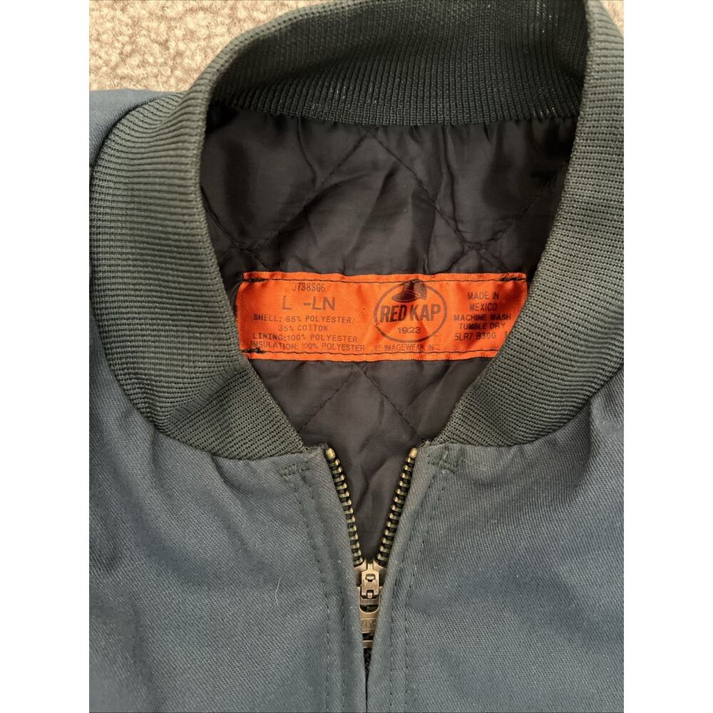 Vintage 1990s Red Kap Size L Mechanic Work Ykk Zipper Jacket Green Handyman - Picture 2 of 7